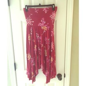 Express red floral sun dress
